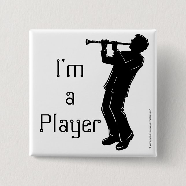 Clarinet, I'm a Player Pinback Button (Front)