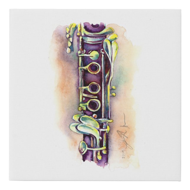 Clarinet in Plum - Small woodwinds canvas wrap (Front)
