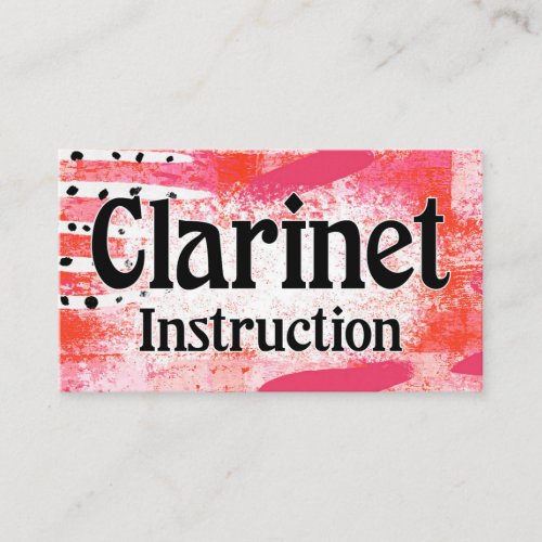 Clarinet Instruction Lessons Hot Pink Business Card