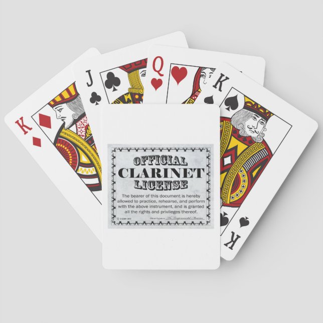 Clarinet License Poker Cards (Back)