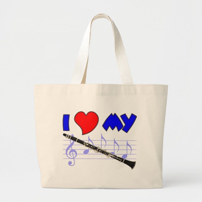 Clarinet Love Large Tote Bag (Front)