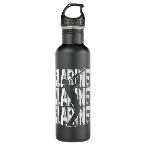 Clarinet Lover I Love Clarinet Word Theme Music Lo Stainless Steel Water Bottle