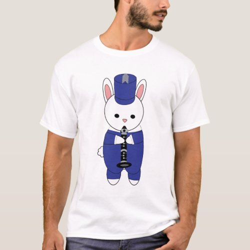 Clarinet Marching Band Bunny Rabbit Blue White T_Shirt