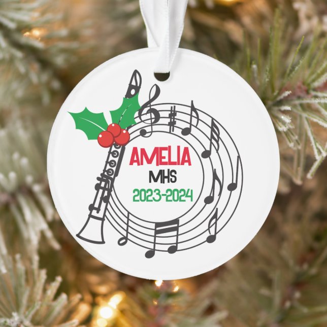 Clarinet Marching Band Christmas Ornament (Tree)