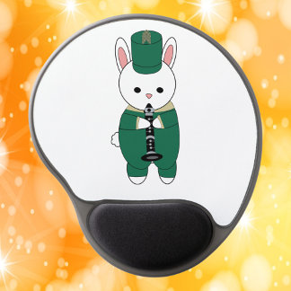 Clarinet Marching Band Rabbit Green Gold Gel Mouse Pad