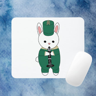 Clarinet Marching Band Rabbit Green Gold Mouse Pad