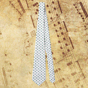 Clarinet Marching Band Rabbit Green Gold Neck Tie