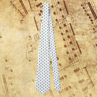 Clarinet Marching Band Rabbit Green Gold Neck Tie