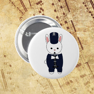 Clarinet Marching Band Rabbit Navy Blue Button