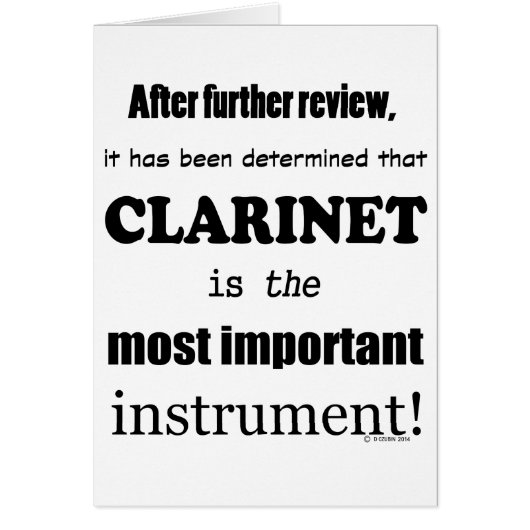 Clarinet Most Important Instrument Cards (Front)