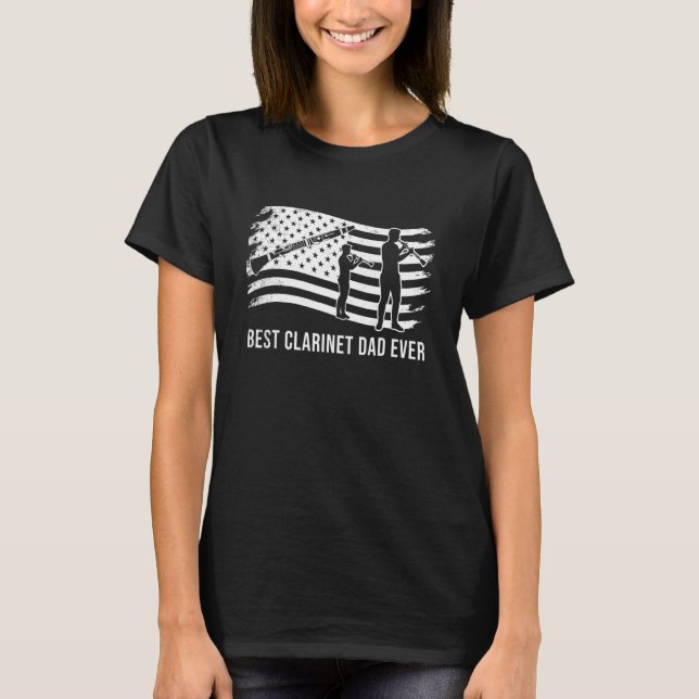 Clarinet music cool distressed US american flag vi T-Shirt (Front)