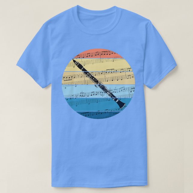 Clarinet Music Notation Clarinetist Woodwind Music T-Shirt (Design Front)