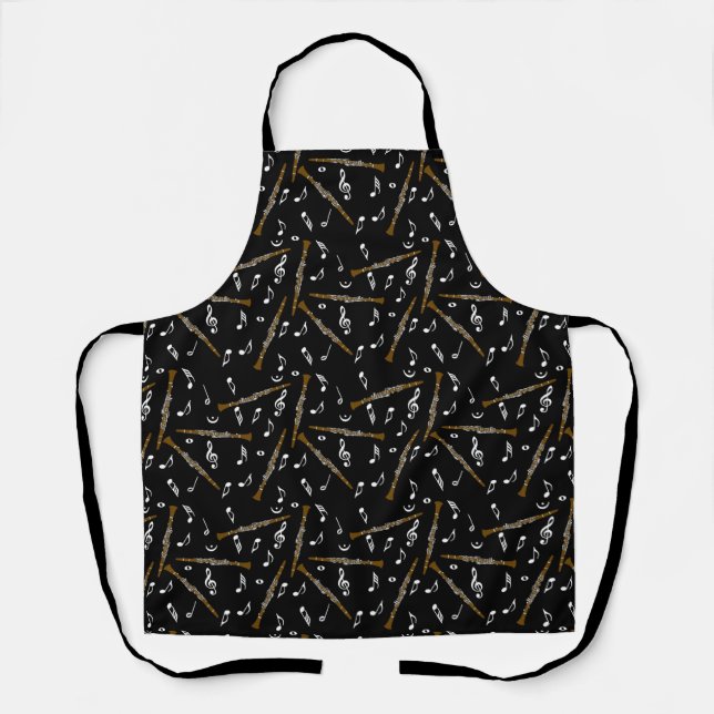 Clarinet Music Note Pattern Apron (Front)