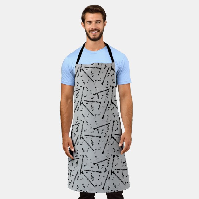 Clarinet Music Note Pattern Apron (Worn)