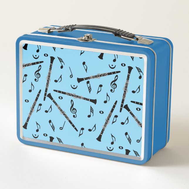 Clarinet Music Note Pattern Metal Lunch Box (Front)