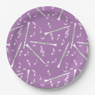 Clarinet Music Note Pattern Paper Plates