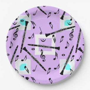 Clarinet Music Note Pattern Paper Plates