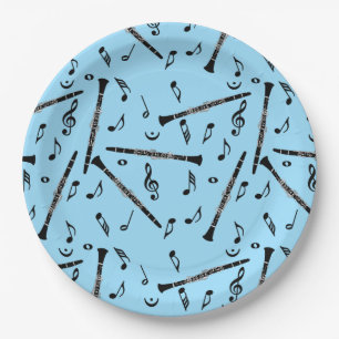 Clarinet Music Note Pattern Paper Plates