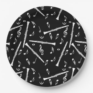 Clarinet Music Note Pattern Paper Plates