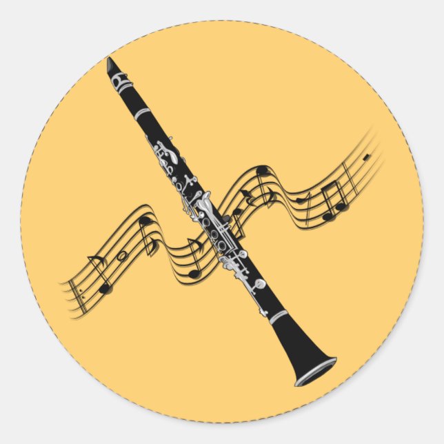 Clarinet Music, popular design Classic Round Sticker (Front)