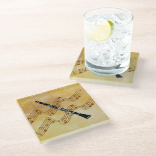 Clarinet music, popular design, glass coaster