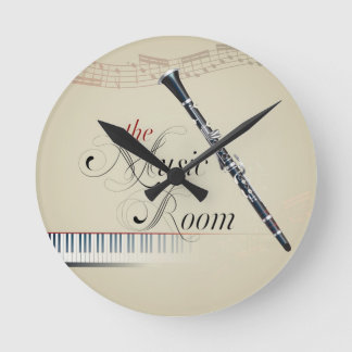 Clarinet Music Room Round Clock