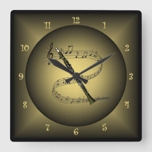 Clarinet ~Musical Globe ~Musical Instrument ~Scale Square Wall Clock