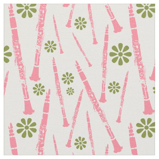 Clarinet Musical Instrument Band Orchestra Flowers Fabric