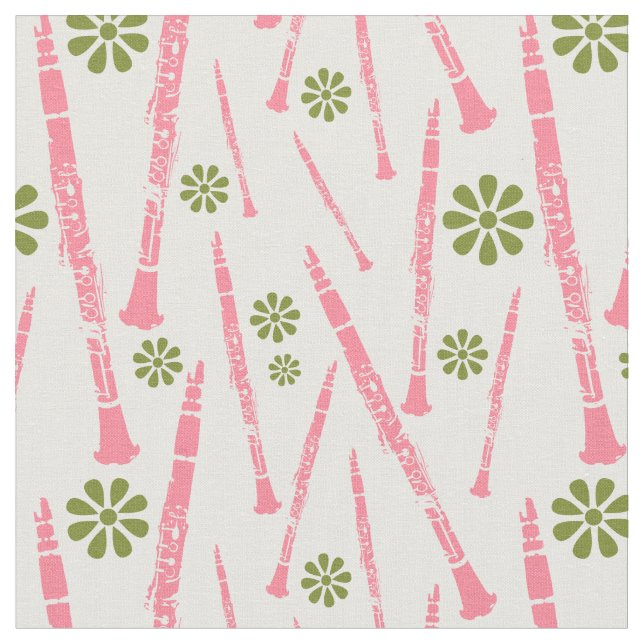 Clarinet Musical Instrument Band Orchestra Flowers Fabric (Close Up)