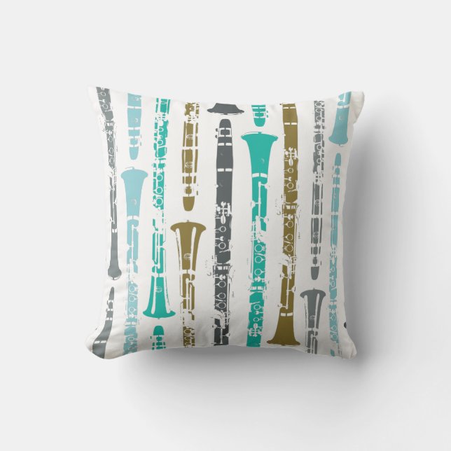 Clarinet Musical Instrument Band Orchestra Music Throw Pillow (Front)
