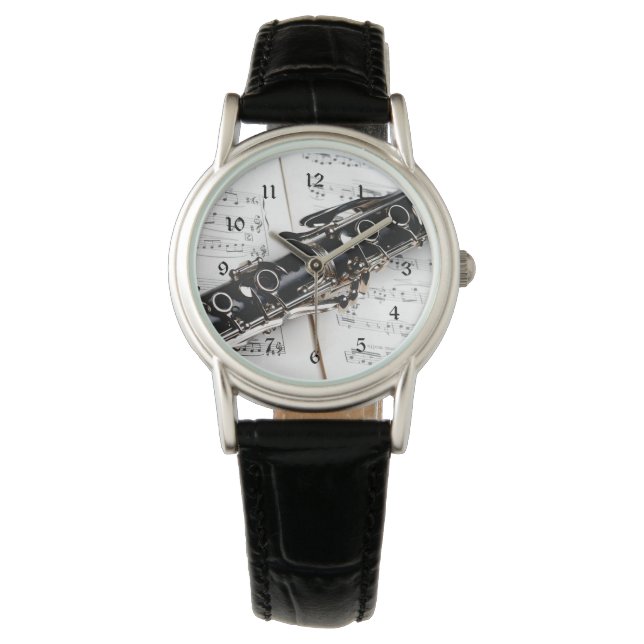 Clarinet, Musical Instrument Closeup Photo Watch (Front)