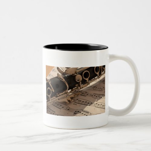Clarinet musical instrument with notation Two_Tone coffee mug
