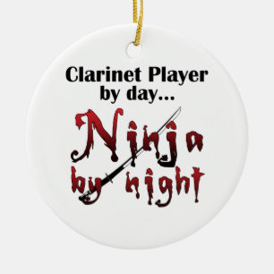 Clarinet Ninja Ceramic Ornament