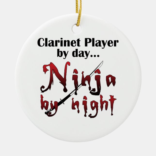 Clarinet Ninja Ceramic Ornament (Front)