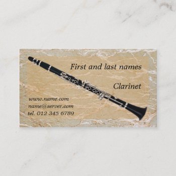 Clarinet On Marble Business Card by missprinteditions at Zazzle