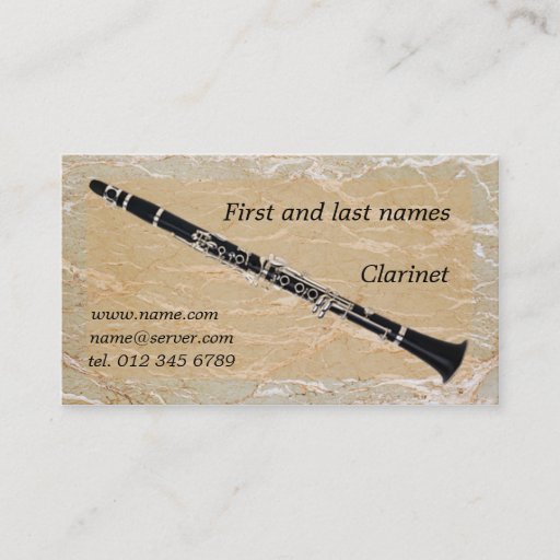 Customizable Clarinet on Marble Business Card