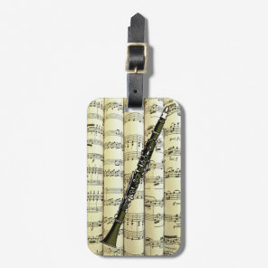 Clarinet On Rolled Sheet Music ~ Luggage Tag