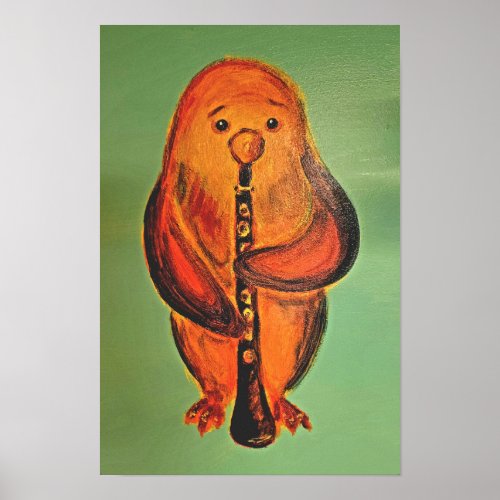 Clarinet Penguin Poster