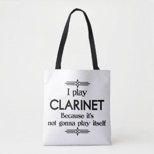 Clarinet - Play Itself Funny Deco Music Tote Bag