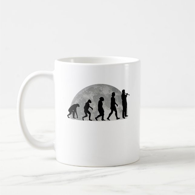 Clarinet Player Evolution Moon Musician Coffee Mug (Left)