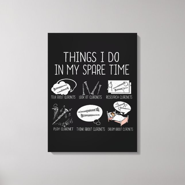 Clarinet Player Men Orchestra Funny Clarinet Canvas Print (Front)