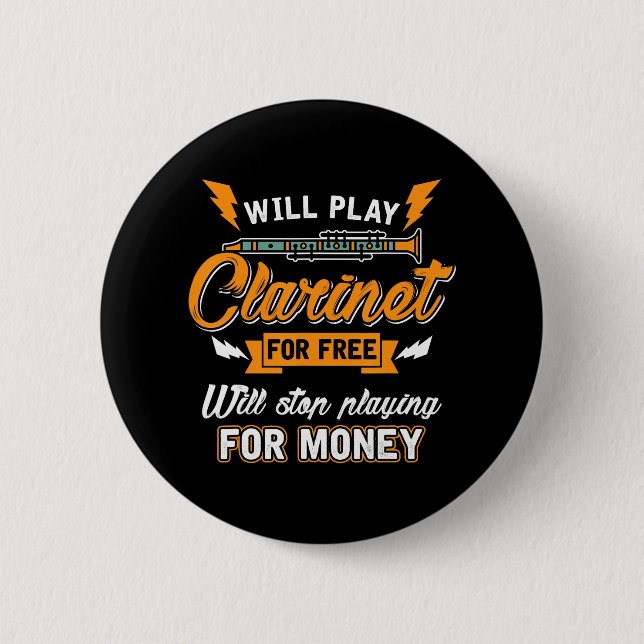 Clarinet Player Music Funny Band Button (Front)