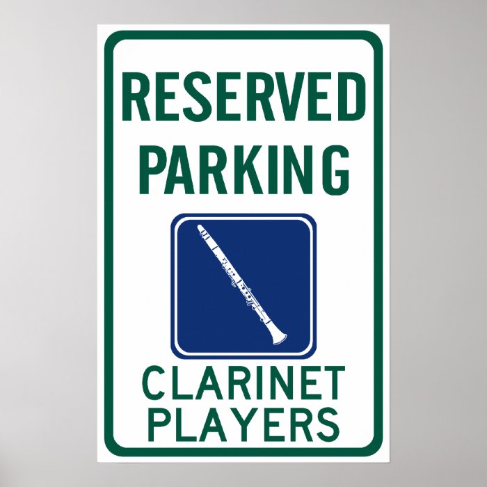 Clarinet Players Parking Posters