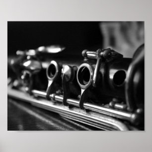 Clarinet Poster, Black and White Photography Poster