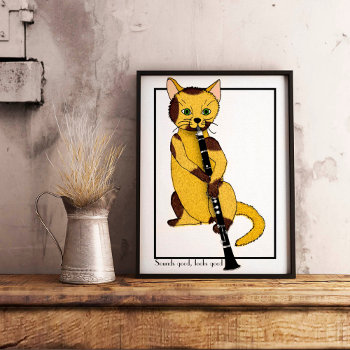 Clarinet Puss Poster by colorwash at Zazzle