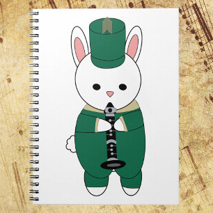 Clarinet Rabbit Marching Band Green Gold Notebook