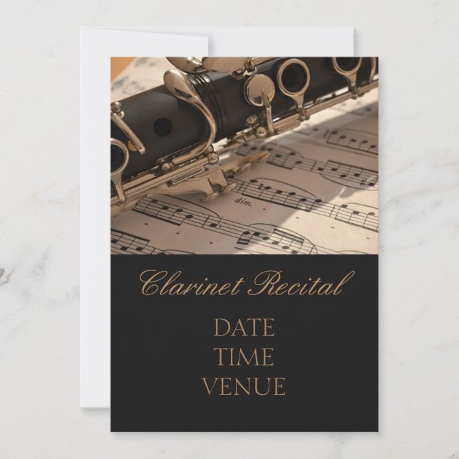 Clarinet Recital elegant stylish performance Invitation (Front)