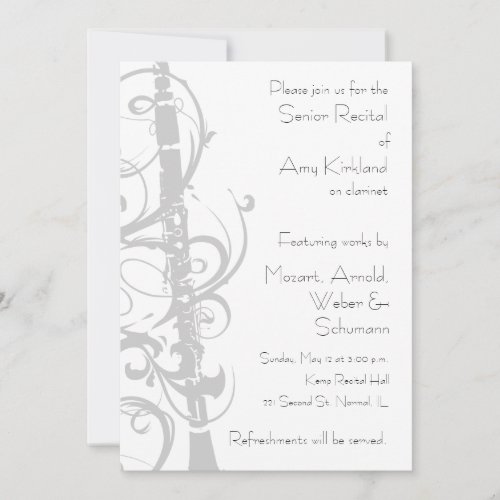 Clarinet Recital Personalized Invitations