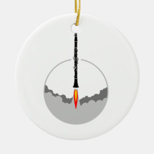 clarinet rocket ceramic ornament