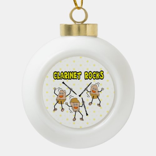 Clarinet Rocks Ceramic Ball Christmas Ornament
